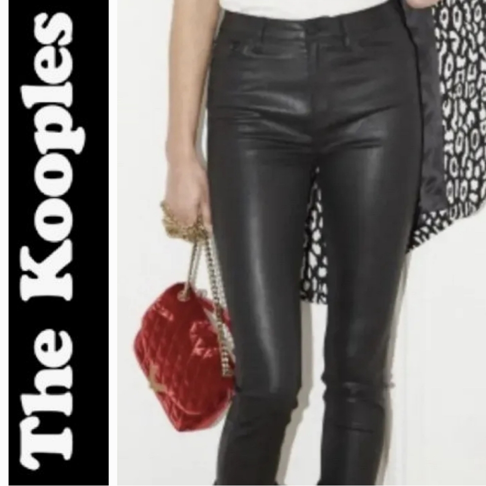The Kooples Franky Jeans Waxed Leather-effect Slim Fit Stretch